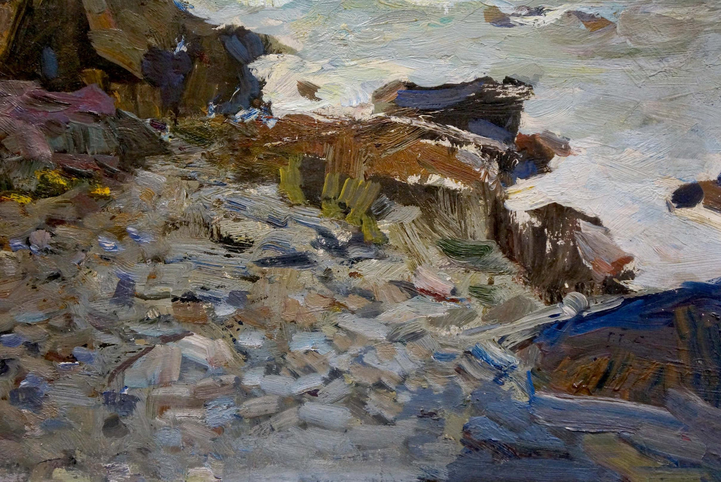 Oil painting On the shore of a calm sea Fedor Zakharov