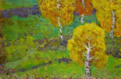 Oil painting Birch trees grow Ruban Grigory Savelievich