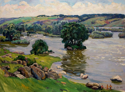 Oil painting Mesmerizing landscape with a river Anatoly Fomin