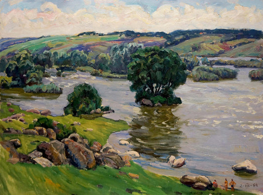 Oil painting Mesmerizing landscape with a river Anatoly Fomin