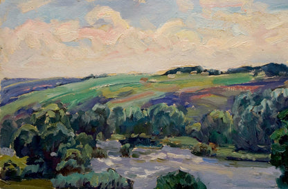 Oil painting Mesmerizing landscape with a river Anatoly Fomin