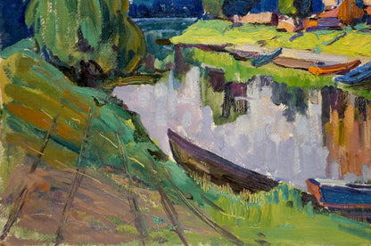 Oil painting By the river Ruban Grigory Savelievich