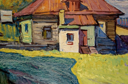 Oil painting Country courtyard in summer Ruban Grigory Savelievich