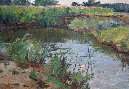 Oil painting River landscape Afanasiev Vladimir Nikolaevich