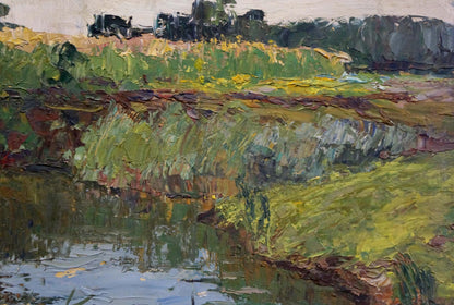 Oil Artwork: River Landscape by Afanasiev Vladimir Nikolaevich