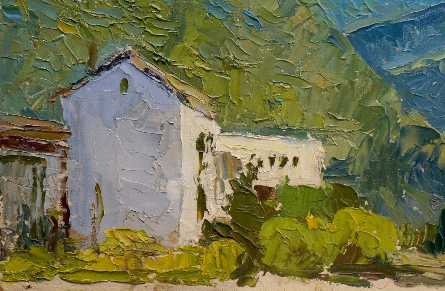 An unidentified artist painted the Great Mountains in oil