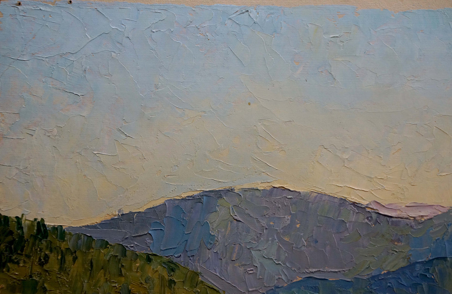 The oil painting of the Great Mountains is by an unknown artist