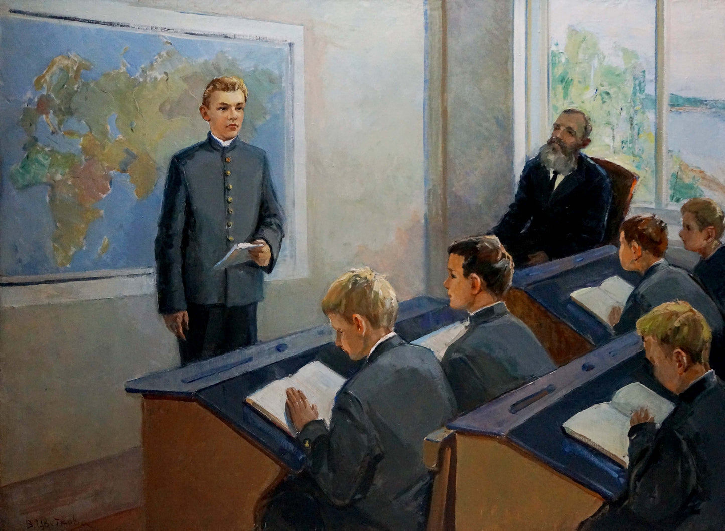 Oil painting Performance before class Tsvetkova V. P.