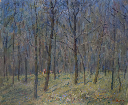 Oil painting People in the forest Petrashevsky Stanislav Vasilievich