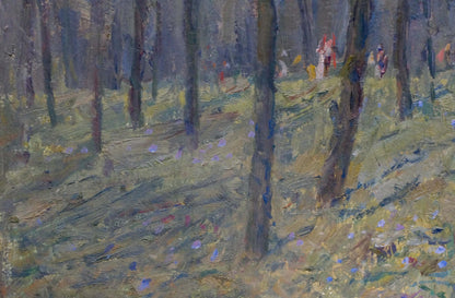 Oil painting People in the forest Petrashevsky Stanislav Vasilievich