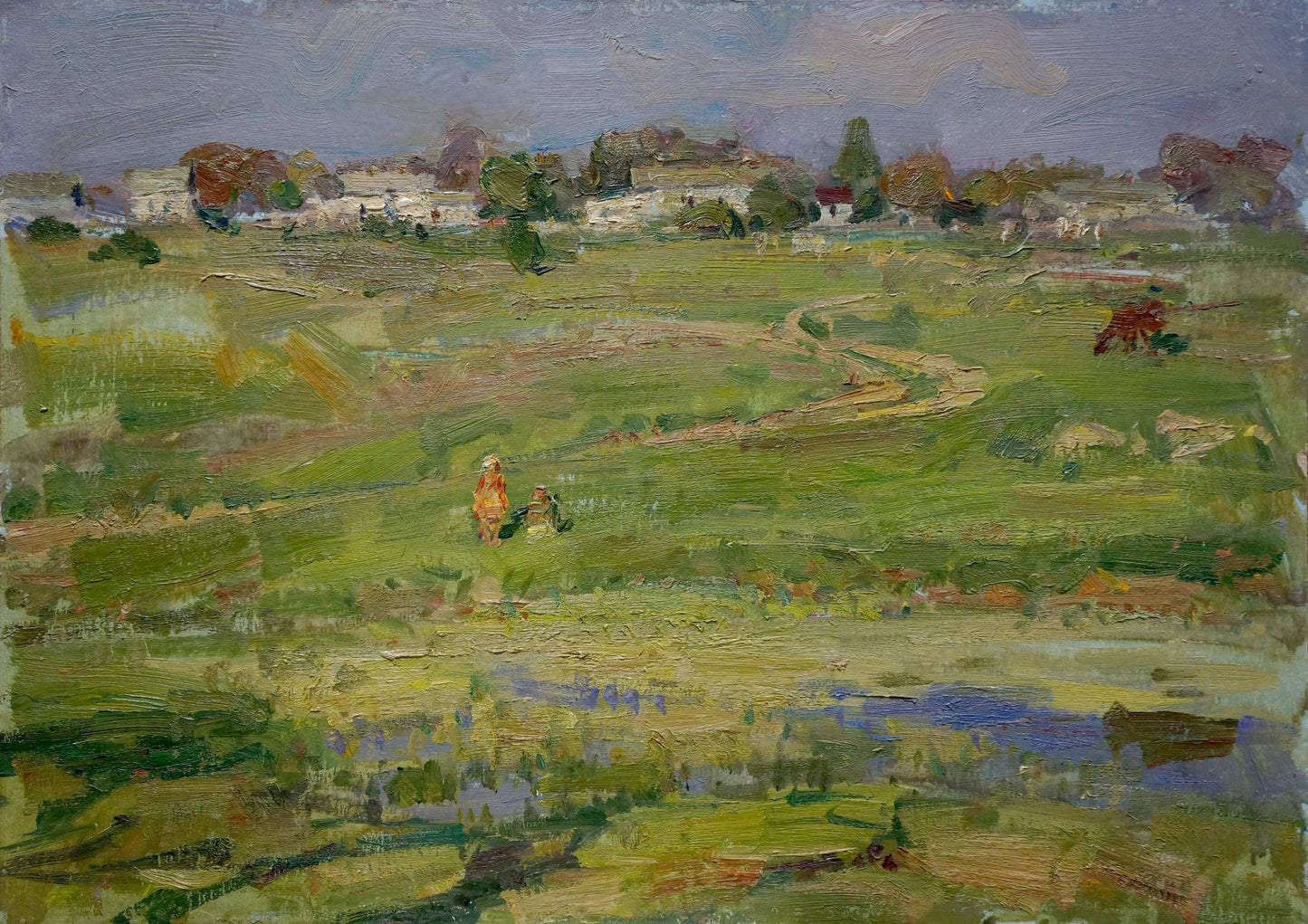 Oil painting Children in the field Olkhov Vladimir Nikolaevich