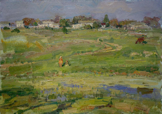 Oil painting Children in the field Olkhov Vladimir Nikolaevich