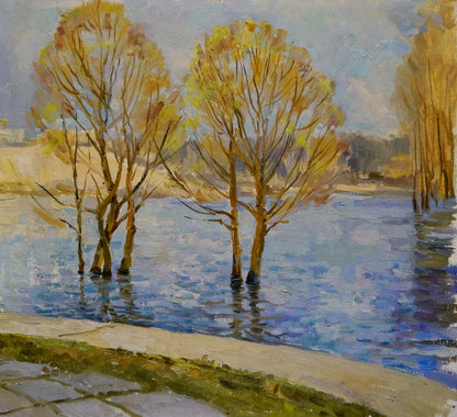 Oil painting River in the park Fomin Anatoly Nikiforovich
