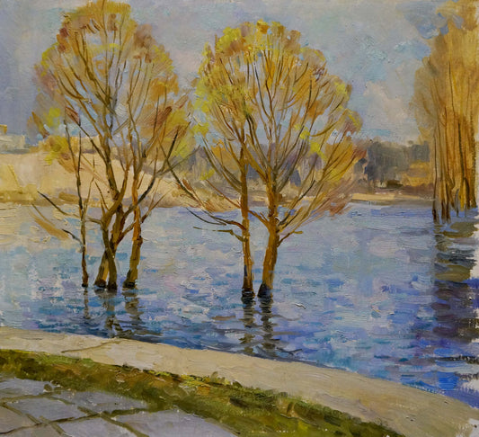 Oil painting River in the park Fomin Anatoly Nikiforovich