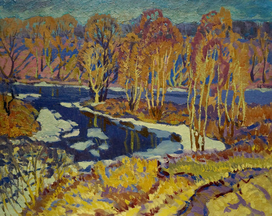 Oil painting Frozen river Anatoly Fomin