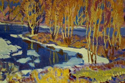 Oil painting Frozen river Anatoly Fomin