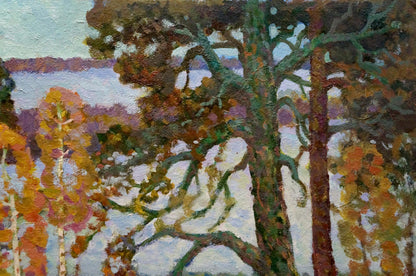 Oil painting Birches by the river Ruban Grigory Savelievich