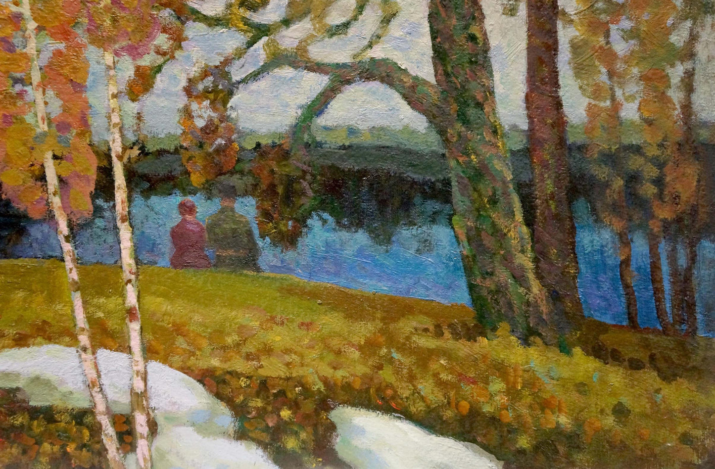 Oil painting Birches by the river Ruban Grigory Savelievich