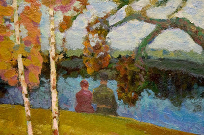 Oil painting Birches by the river Ruban Grigory Savelievich