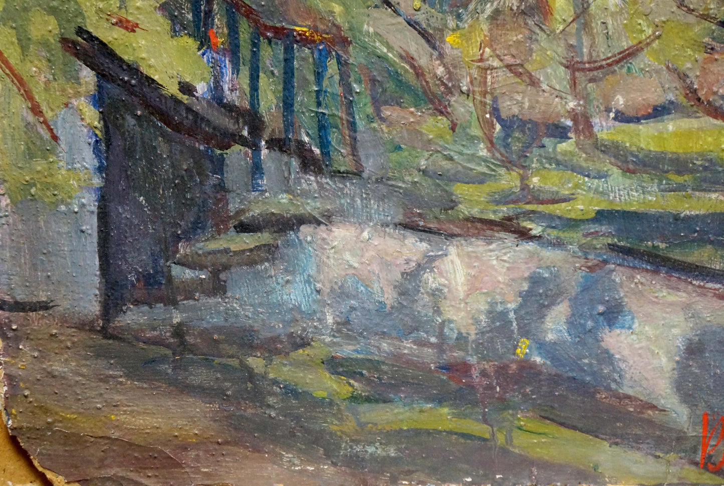 Oil painting City street landscape Karelin Vyacheslav