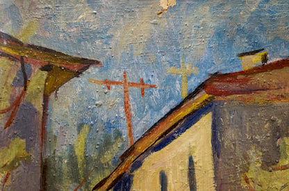 Oil painting City street landscape Karelin Vyacheslav