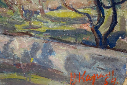 Oil painting City street landscape Karelin Vyacheslav