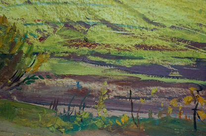 Oil painting Farmer's field Unknown artist