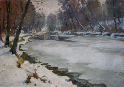 Oil painting Winter landscape Egorov Boris Kuzmich