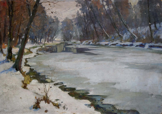 Oil painting Winter landscape Egorov Boris Kuzmich
