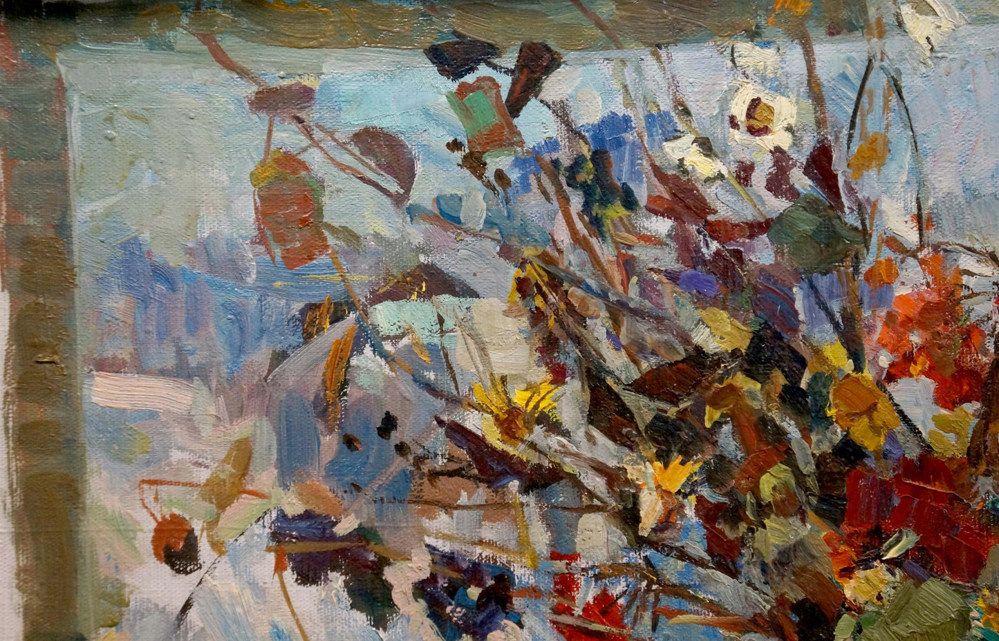 Oil painting Flowers and lemon Vera Dovgalevskaya