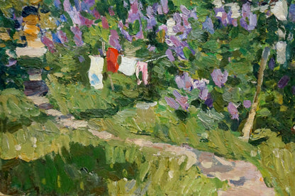 Oil painting Courtyard landscape Fomin Anatoly Nikiforovich