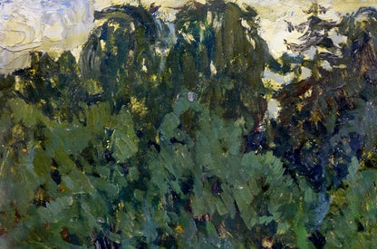 An oil painting by Vladimir Andreevich Korobov showcasing a river landscape