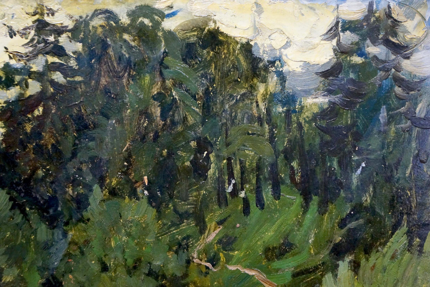 River Landscape portrayed in oil by Vladimir Andreevich Korobov