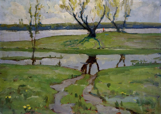 Oil painting Spring on the Dnieper Petrov Georgy Petrovich