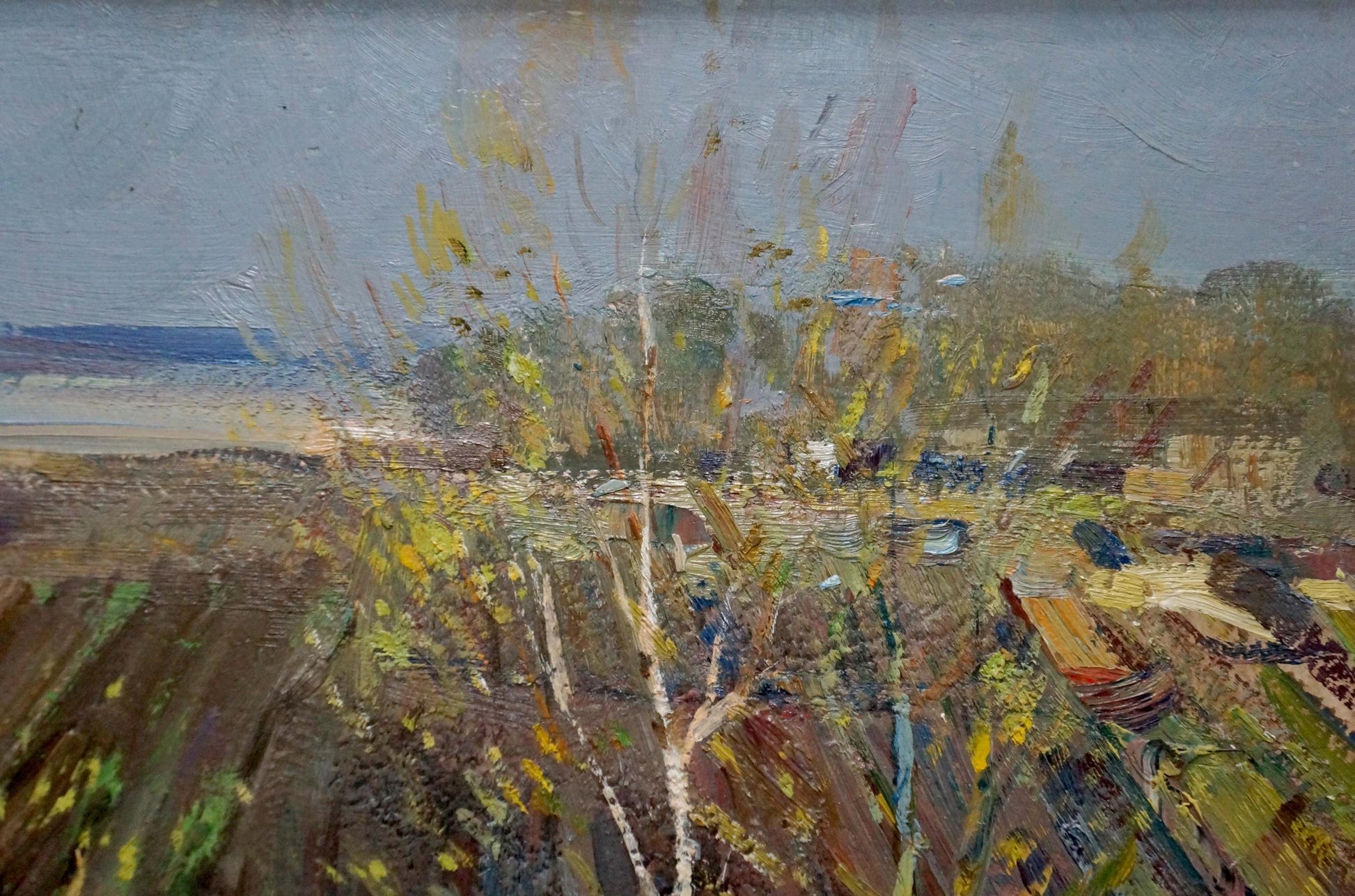 An oil artwork by Arkady Efimovich Strelov showcasing "Spring Earth"