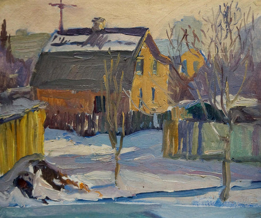 Oil painting Winter landscape Gantman Moisey Faibovich
