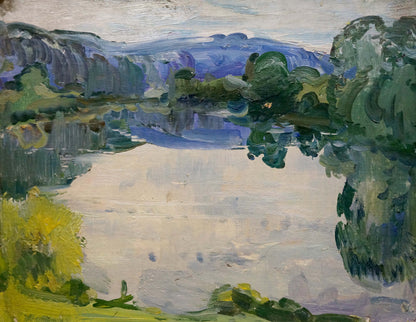 Oil painting Forest Lake Sologubov Nikolay Vasilievich