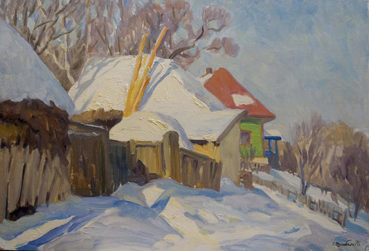 Oil painting Winter in Sednev Dzyuban Ivan Feodosievich