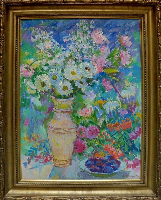 Oil painting Flowers and plums Vasily Chegodar