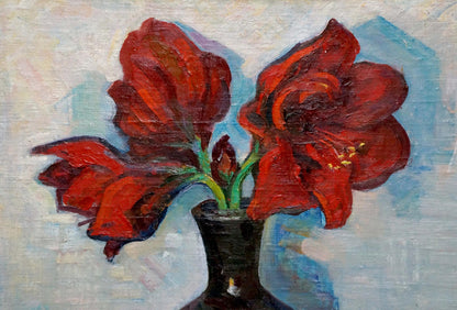 Oil painting Red peonies Dorofeev Nikolay Ivanovich