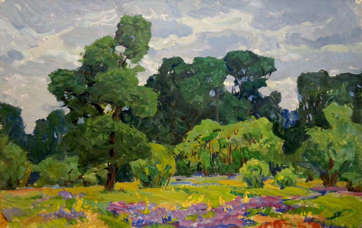 Oil painting Flower glade in the forest Anatoly Fomin