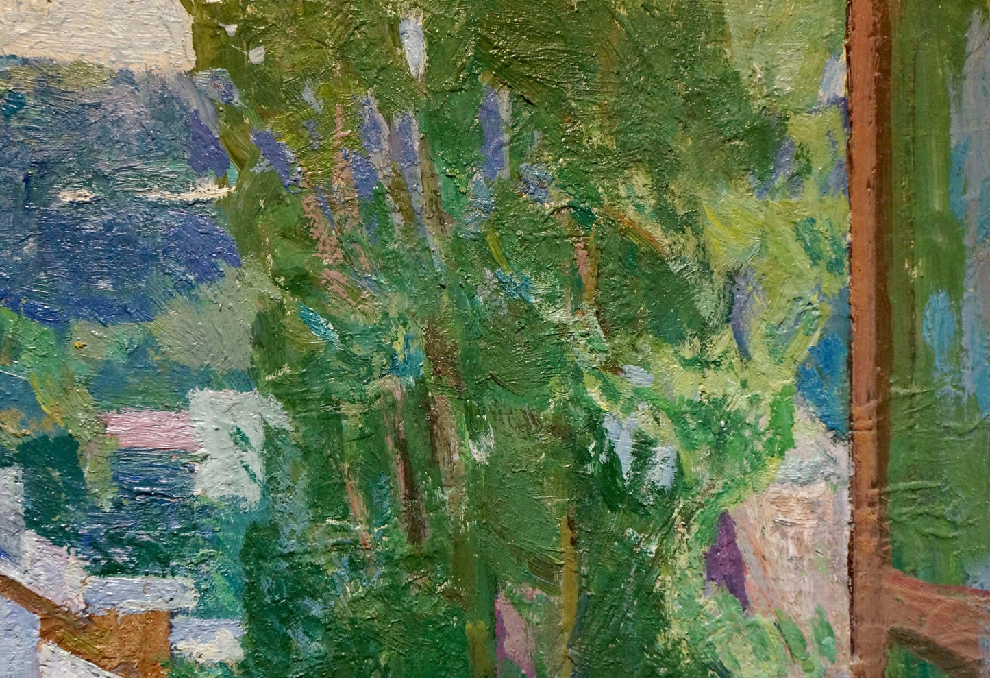 Viktor Kirillovich Gaiduk's oil artwork portrays a table with a bouquet of flowers