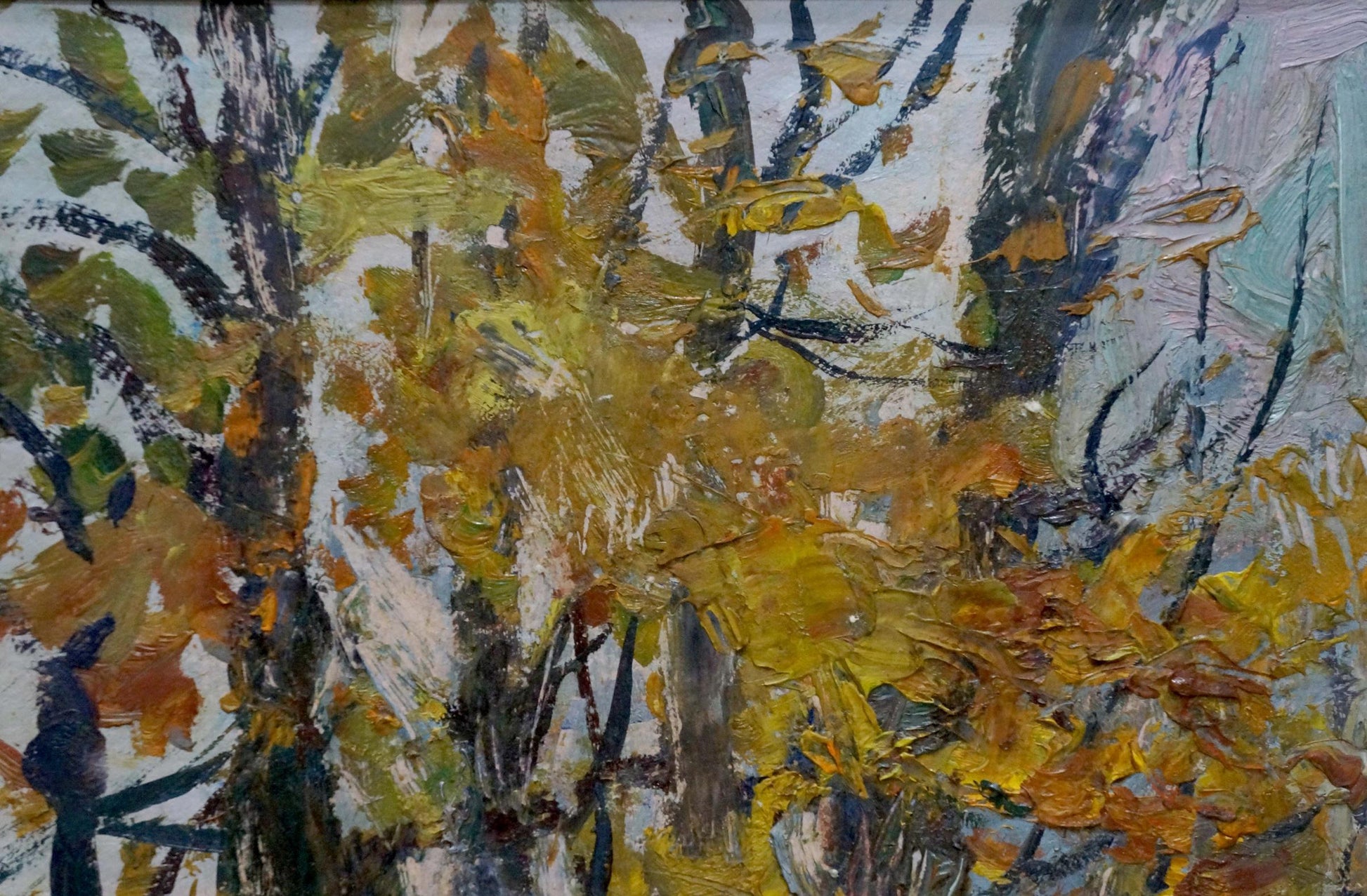 In Gantman Moses Faybovich's oil artwork, autumn landscapes unfold