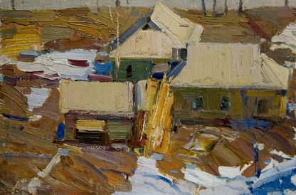 Oil painting Village landscape Lomykin Konstantin Matveevich