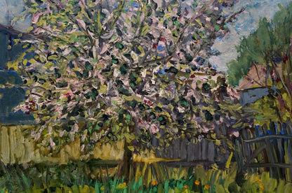 Oil painting A tree blooms in the yard Kisel Ivan Gordeevich