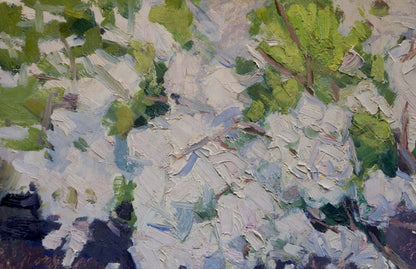 Oil painting Apple tree blossoms Trypilsky
