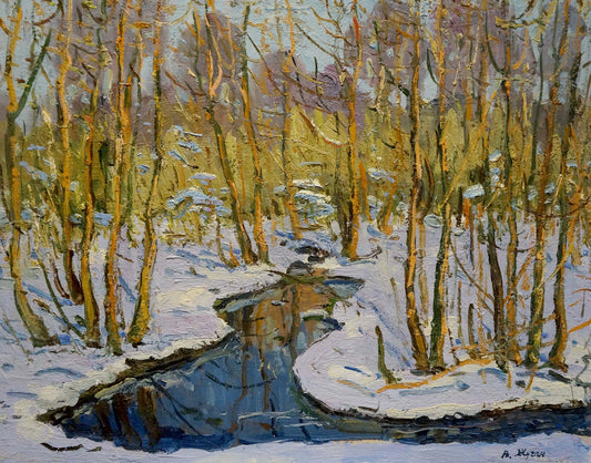 Oil painting Winter landscape Zhugan Vladimir Alexandrovich