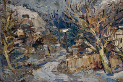 Oil painting Village by the mountain Karelin Vyacheslav