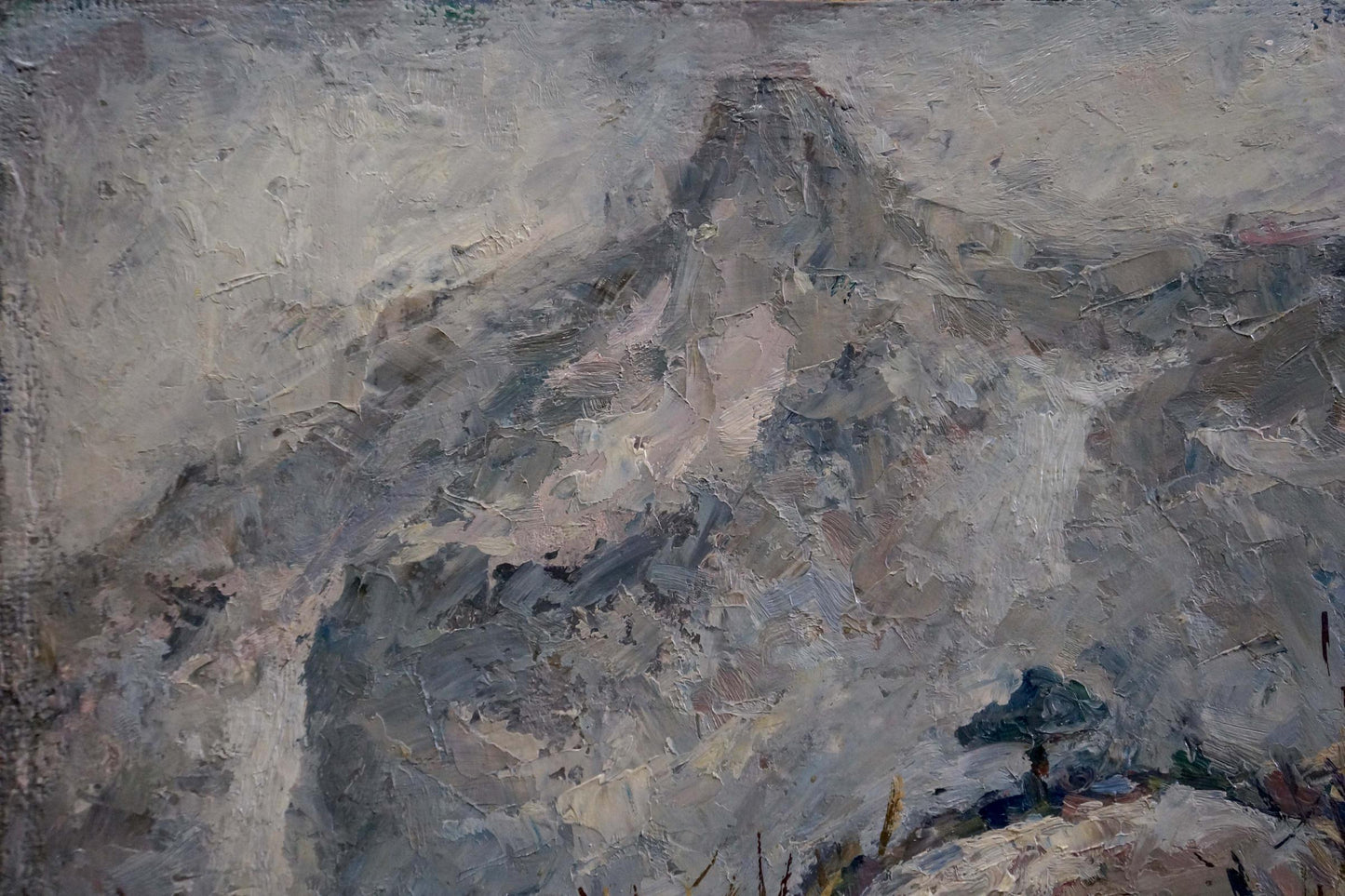 Oil painting Village by the mountain Karelin Vyacheslav