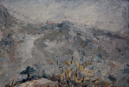 Oil painting Village by the mountain Karelin Vyacheslav
